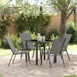 Ensemble de salle à manger pour jardin 5 pcs Gris et Noir 566067566067