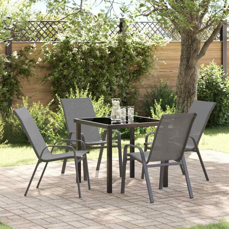 Ensemble de salle à manger pour jardin 5 pcs Gris et Noir 566067566067