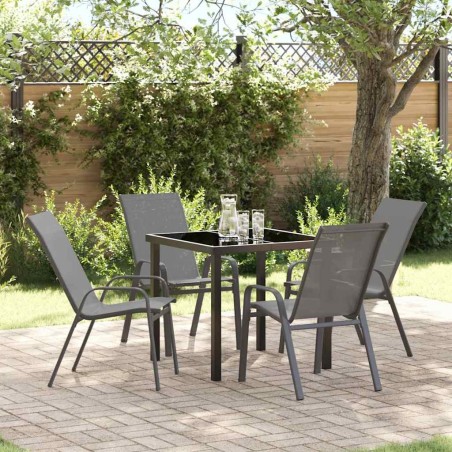 Ensemble de salle à manger pour jardin 5 pcs Gris et Noir 566067566067