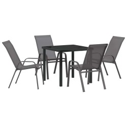 Ensemble de salle à manger pour jardin 5 pcs Gris et Noir 566067566067