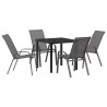 Ensemble de salle à manger pour jardin 5 pcs Gris et Noir 566067566067