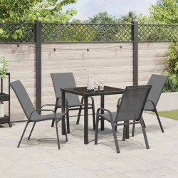 Ensemble de salle à manger pour jardin 5 pcs Gris et Noir 566067566067