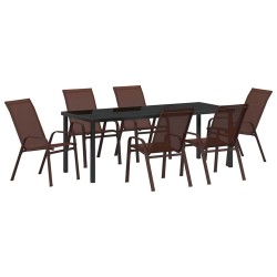 Ensemble de salle à manger pour jardin 7 pcs Marron et Noir 566068566068