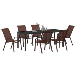 Ensemble de salle à manger pour jardin 7 pcs Marron et Noir 566068566068