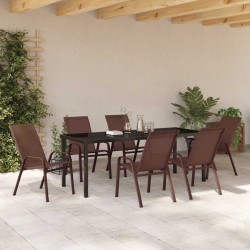 Ensemble de salle à manger pour jardin 7 pcs Marron et Noir 566068566068