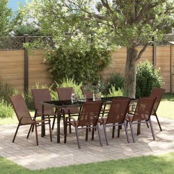 Ensemble de salle à manger pour jardin 9 pcs Marron et Noir 566069566069