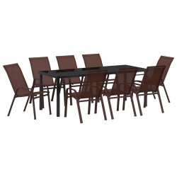 Ensemble de salle à manger pour jardin 9 pcs Marron et Noir 566069566069