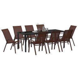 Ensemble de salle à manger pour jardin 9 pcs Marron et Noir 566069566069