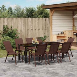 Ensemble de salle à manger pour jardin 9 pcs Marron et Noir 566069566069