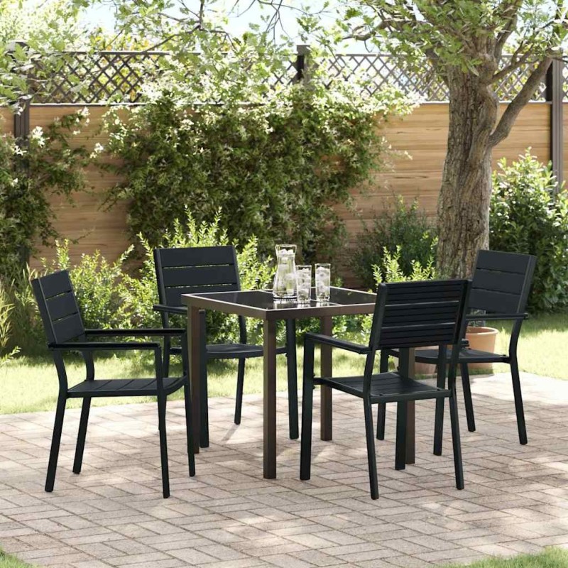 Ensemble de salle à manger pour jardin 5 pcs Noir 566073566073