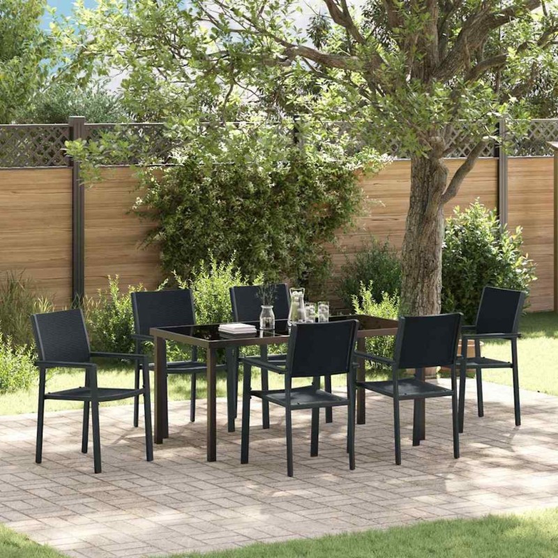 Ensemble de salle à manger pour jardin 7 pcs Noir 566076566076
