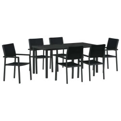 Ensemble de salle à manger pour jardin 7 pcs Noir 566076566076