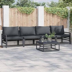 Ensemble de canapé de jardin avec coussin 4 pcs Noir Acier 566080566080