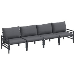 Ensemble de canapé de jardin avec coussin 4 pcs Noir Acier 566080566080