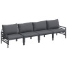 Ensemble de canapé de jardin avec coussin 4 pcs Noir Acier 566080566080