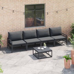 Ensemble de canapé de jardin avec coussin 4 pcs Noir Acier 566080566080