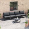 Ensemble de canapé de jardin avec coussin 4 pcs Noir Acier 566080566080