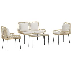 Ensemble de meubles de jardin 4 pcs Noir et Crème polyrotin 566081566081
