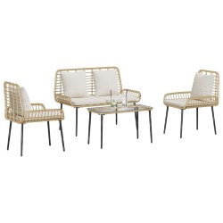 Ensemble de meubles de jardin 4 pcs Noir et Crème polyrotin 566081566081
