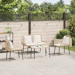 Ensemble de meubles de jardin 4 pcs Noir et Crème polyrotin 566081566081