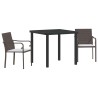 Ensemble de salle à manger pour jardin 3 pcs Marron et Noir 566082566082