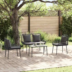 Ensemble de meubles de jardin 4 pcs Noir et Crème polyrotin 566083566083