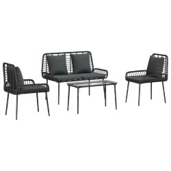 Ensemble de meubles de jardin 4 pcs Noir et Crème polyrotin 566083566083