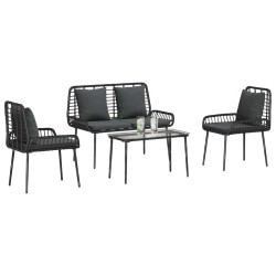 Ensemble de meubles de jardin 4 pcs Noir et Crème polyrotin 566083566083