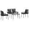 Ensemble de meubles de jardin 4 pcs Noir et Crème polyrotin 566083566083