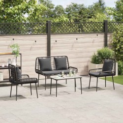 Ensemble de meubles de jardin 4 pcs Noir et Crème polyrotin 566083566083