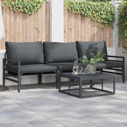 Ensemble de canapé de jardin avec coussin 4 pcs Noir Acier 566084566084