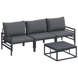 Ensemble de canapé de jardin avec coussin 4 pcs Noir Acier 566084566084