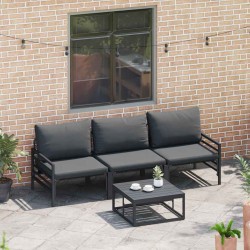 Ensemble de canapé de jardin avec coussin 4 pcs Noir Acier 566084566084