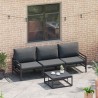 Ensemble de canapé de jardin avec coussin 4 pcs Noir Acier 566084566084