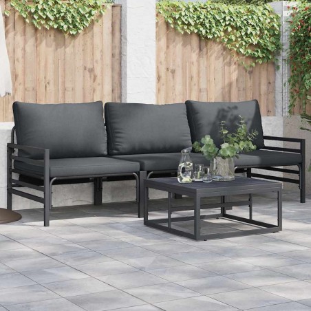 Ensemble de canapé de jardin avec coussin 3 pcs Noir Acier 566085566085