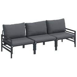 Ensemble de canapé de jardin avec coussin 3 pcs Noir Acier 566085566085
