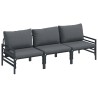 Ensemble de canapé de jardin avec coussin 3 pcs Noir Acier 566085566085