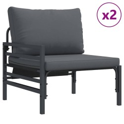 Ensemble de canapé de jardin avec coussin 3 pcs Noir Acier 566085566085