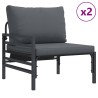 Ensemble de canapé de jardin avec coussin 3 pcs Noir Acier 566085566085