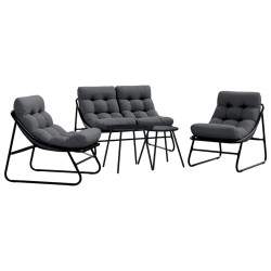 Ensemble de salle à manger pour jardin 5 pcs Noir Acier 566089566089