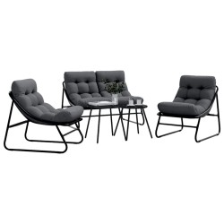 Ensemble de salle à manger pour jardin 5 pcs Noir Acier 566089566089