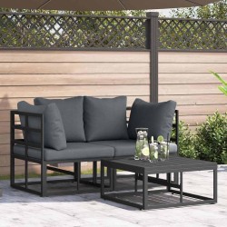 Ensemble de canapé de jardin 3 pcs Noir Métal 566090566090