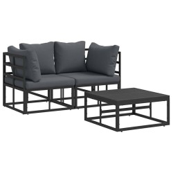 Ensemble de canapé de jardin 3 pcs Noir Métal 566090566090