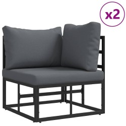 Ensemble de canapé de jardin 3 pcs Noir Métal 566090566090