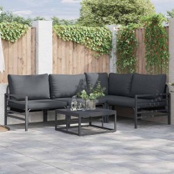 Ensemble de canapé de jardin avec coussin 4 pcs Noir Acier 566100566100
