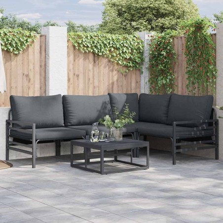 Ensemble de canapé de jardin avec coussin 4 pcs Noir Acier 566100566100