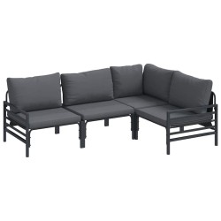 Ensemble de canapé de jardin avec coussin 4 pcs Noir Acier 566100566100