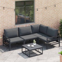 Ensemble de canapé de jardin avec coussin 4 pcs Noir Acier 566100566100