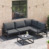 Ensemble de canapé de jardin avec coussin 4 pcs Noir Acier 566100566100