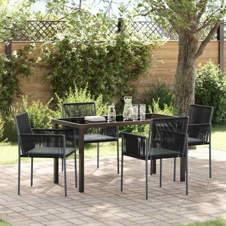 Ensemble de salle à manger pour jardin 5 pcs Noir Rotin PE 566102566102